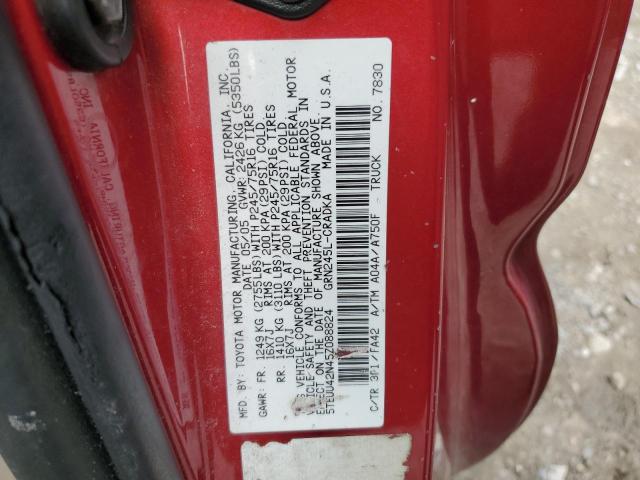 5TEUU42N45Z088824 - 2005 TOYOTA TACOMA ACCESS CAB RED photo 12
