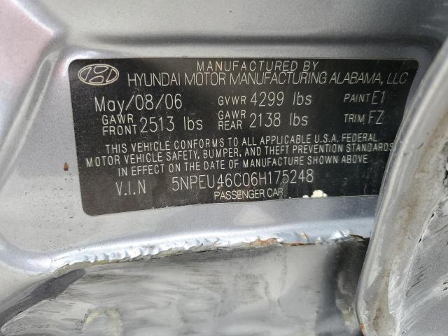 5NPEU46C06H175248 - 2006 HYUNDAI SONATA GLS GRAY photo 12