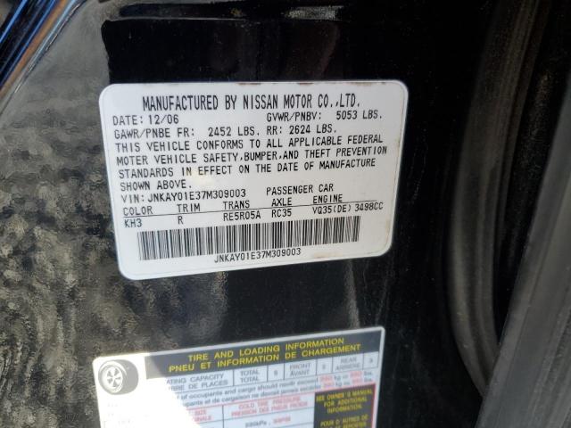 JNKAY01E37M309003 - 2007 INFINITI M35 BASE BLACK photo 12