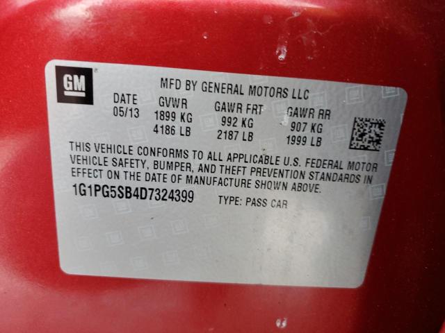 1G1PG5SB4D7324399 - 2013 CHEVROLET CRUZE LTZ RED photo 12