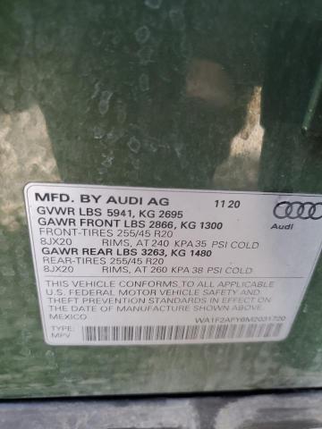 WA1F2AFY6M2031720 - 2021 AUDI Q5 PRESTIGE 绿色 照片 12