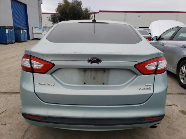 3FA6P0LU0ER208302 - 2014 FORD FUSION SE HYBRID TURQUOISE photo 6