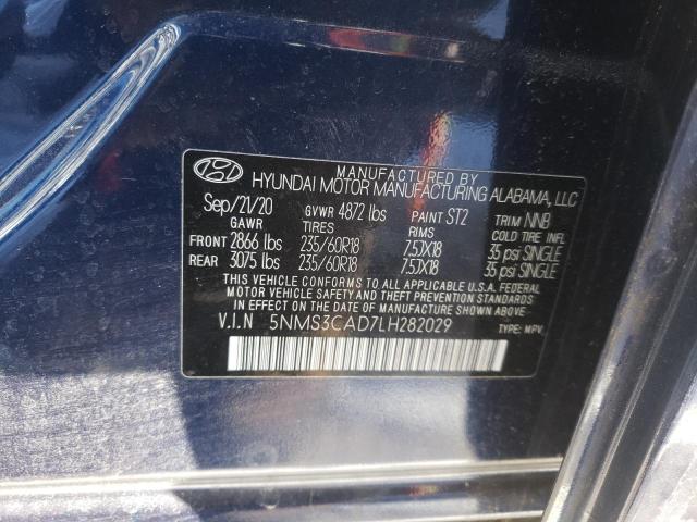 5NMS3CAD7LH282029 - 2020 HYUNDAI SANTA FE SEL Կապույտ լուսանկար 13