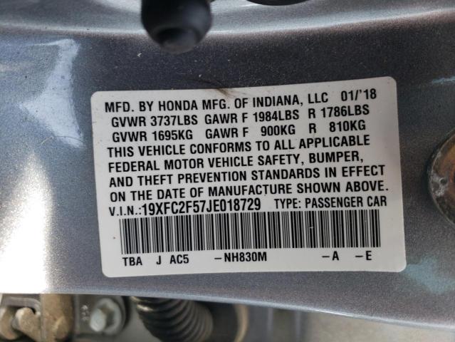 19XFC2F57JE018729 - 2018 HONDA CIVIC LX SILVER photo 12