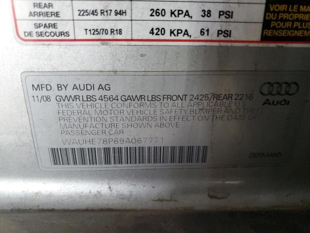 WAUHE78P69A067771 - 2009 AUDI A3 2.0T SILVER photo 12