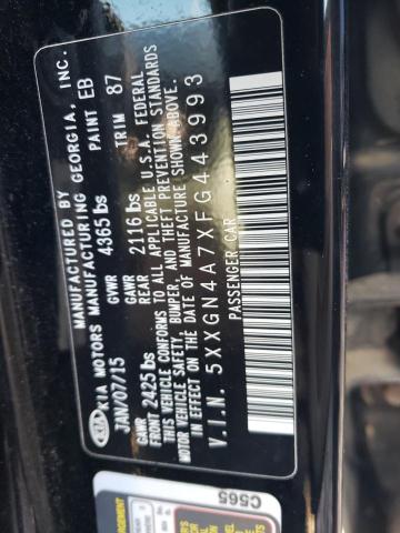 5XXGN4A7XFG443993 - 2015 KIA OPTIMA EX BLACK photo 12