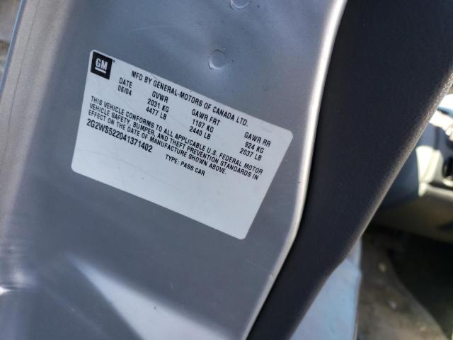 2G2WS522041371402 - 2004 PONTIAC GRAND PRIX GT2 ვერცხლისფერი ფოტო 12