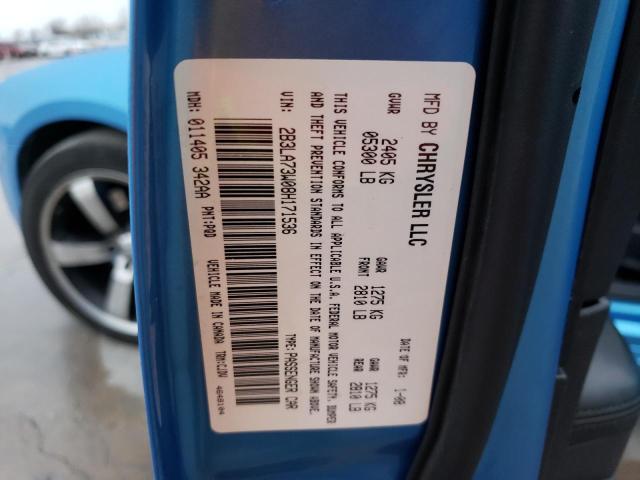 2B3LA73W08H171536 - 2008 DODGE CHARGER SRT-8 BLUE photo 12