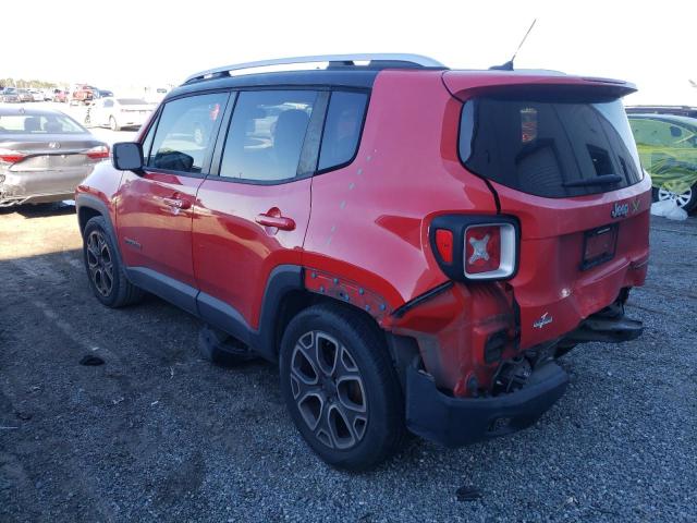 ZACCJADT0GPE02268 - 2016 JEEP RENEGADE LIMITED RED photo 2