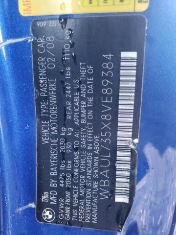 WBAUL735X8VE89384 - 2008 BMW 128 I BLUE photo 12