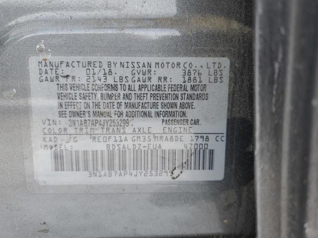 3N1AB7AP4JY253299 - 2018 NISSAN SENTRA S GRAY photo 12