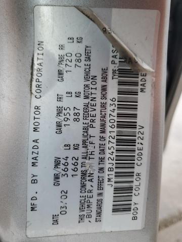 JM1BJ245721607436 - 2002 MAZDA PROTEGE PR5 银色 照片 12