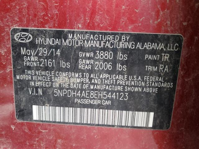 5NPDH4AE8EH544123 - 2014 HYUNDAI ELANTRA SE BURGUNDY photo 12