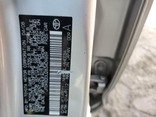 JTDKB20U283409659 - 2008 TOYOTA PRIUS SILVER photo 12