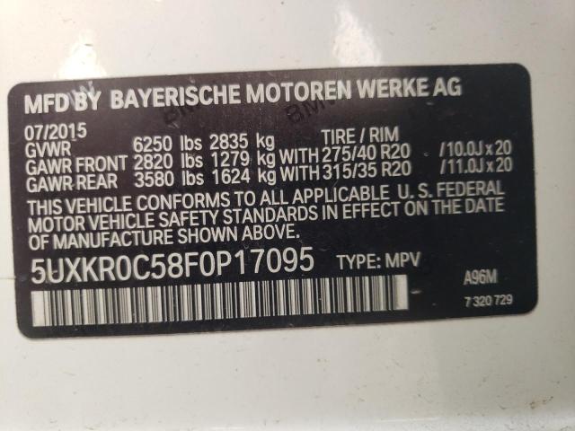 5UXKR0C58F0P17095 - 2015 BMW X5 XDRIVE35I WHITE photo 10