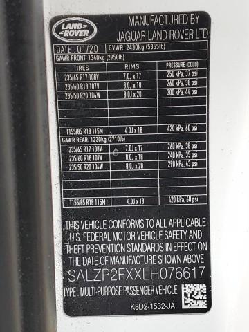 SALZP2FXXLH076617 - 2020 LAND ROVER RANGE ROVE SE WHITE photo 13