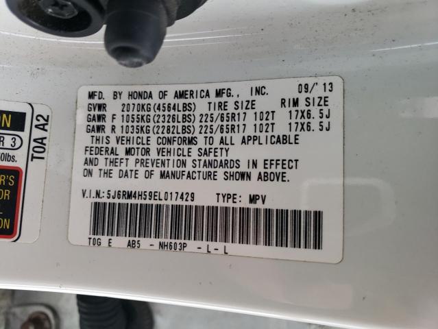 5J6RM4H59EL017429 - 2014 HONDA CR-V EX WHITE photo 14