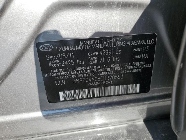 5NPEC4AC8CH370553 - 2012 HYUNDAI SONATA SE SILVER photo 12