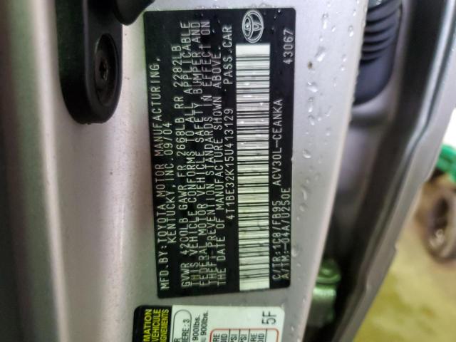 4T1BE32K15U413129 - 2005 TOYOTA CAMRY LE SILVER photo 12