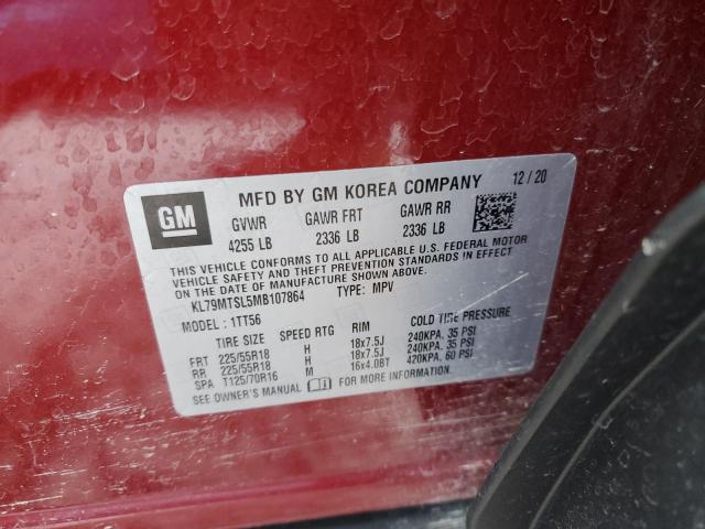 KL79MTSL5MB107864 - 2021 CHEVROLET TRAILBLAZE RS RED photo 12