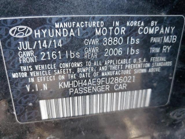 KMHDH4AE9FU286021 - 2015 HYUNDAI ELANTRA SE BLACK photo 13