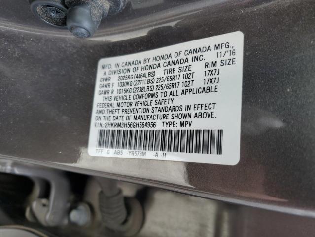 2HKRM3H56GH564956 - 2016 HONDA CR-V EX GRAY photo 13