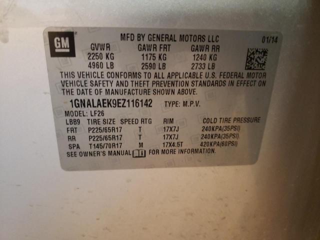 1GNALAEK9EZ116142 - 2014 CHEVROLET EQUINOX LS SILVER photo 14