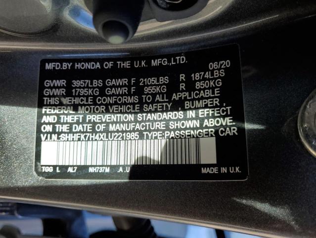 SHHFK7H4XLU221985 - 2020 HONDA CIVIC SPORT 灰色 照片 13