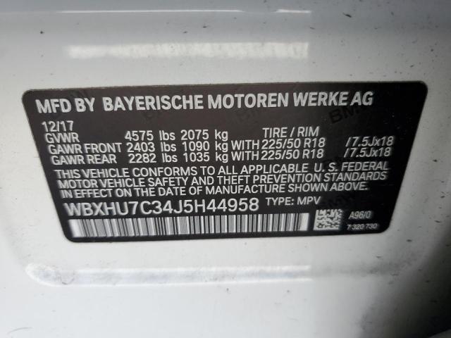 WBXHU7C34J5H44958 - 2018 BMW X1 SDRIVE2 WHITE photo 14
