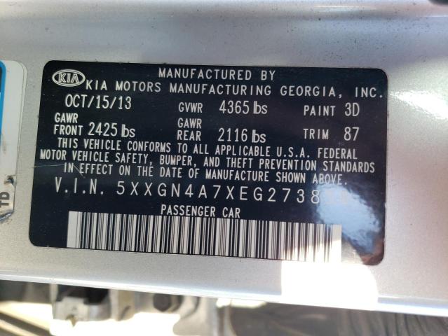 5XXGN4A7XEG273858 - 2014 KIA OPTIMA EX SILVER photo 12