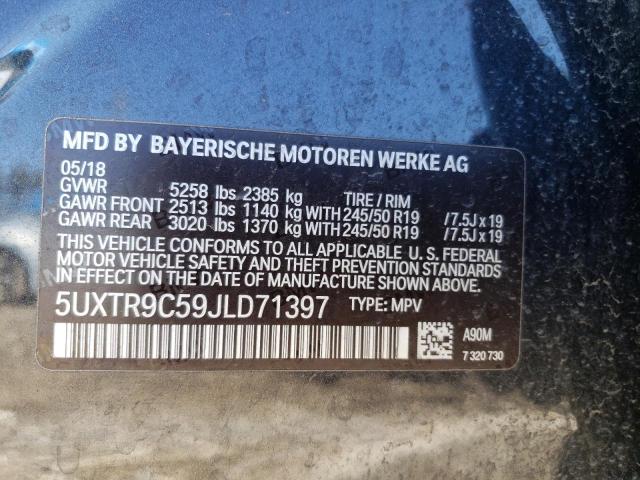 5UXTR9C59JLD71397 - 2018 BMW X3 XDRIVE30I GRAY photo 13