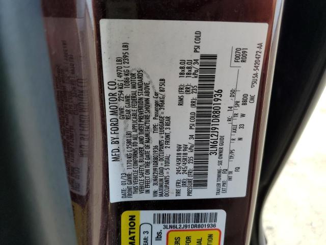 3LN6L2J91DR801936 - 2013 LINCOLN MKZ BURGUNDY photo 12