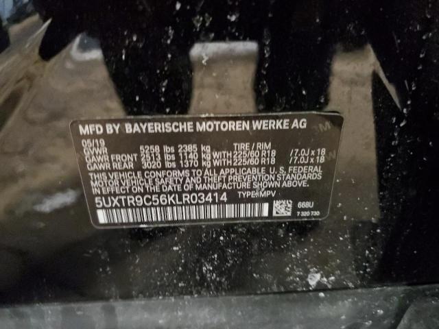 5UXTR9C56KLR03414 - 2019 BMW X3 XDRIVE30I BLACK photo 12
