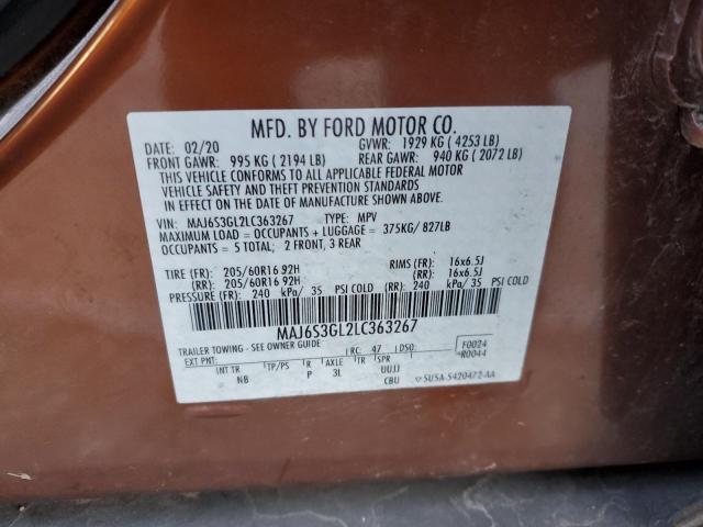 MAJ6S3GL2LC363267 - 2020 FORD ECOSPORT SE ORANGE photo 13