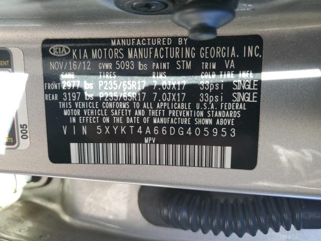 5XYKT4A66DG405953 - 2013 KIA SORENTO LX SILVER photo 12