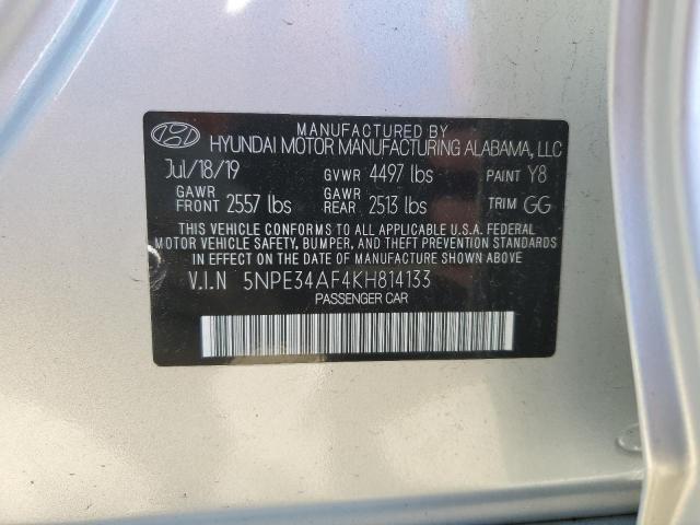 5NPE34AF4KH814133 - 2019 HYUNDAI SONATA LIMITED SILVER photo 13