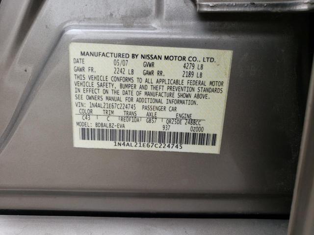 1N4AL21E67C224745 - 2007 NISSAN ALTIMA 2.5 TAN photo 12