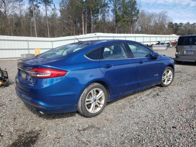 3FA6P0LU5JR116001 - 2018 FORD FUSION SE HYBRID BLUE photo 3