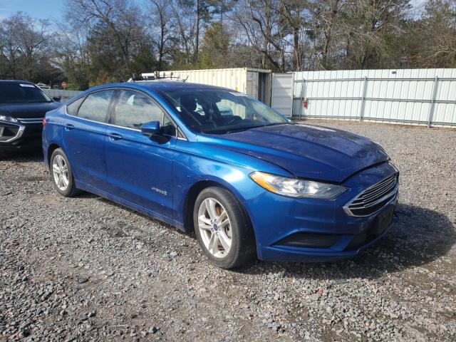 3FA6P0LU5JR116001 - 2018 FORD FUSION SE HYBRID BLUE photo 4