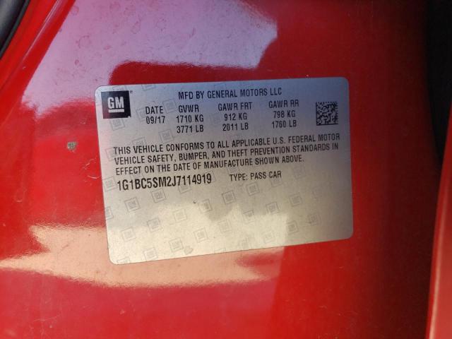 1G1BC5SM2J7114919 - 2018 CHEVROLET CRUZE LS RED photo 12