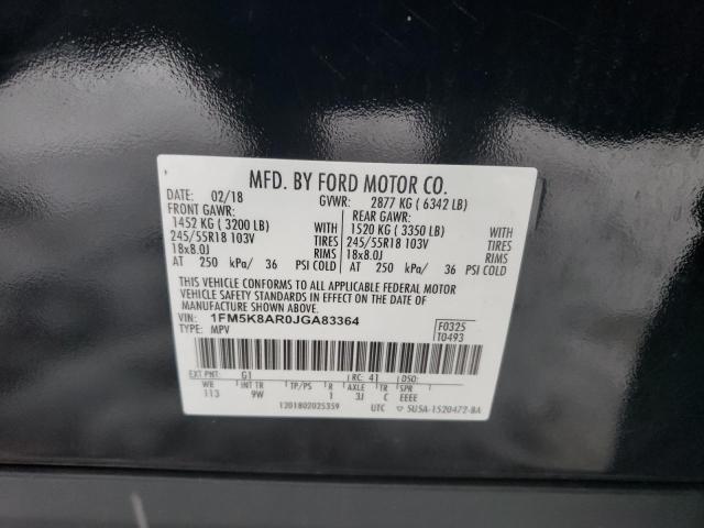 1FM5K8AR0JGA83364 - 2018 FORD EXPLORER POLICE INTERCEPTOR BLACK photo 12