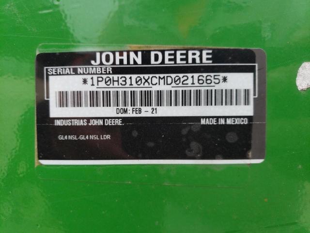 1P0H310XCMC021665 - 2020 JOHN DEERE LOADER GREEN photo 10