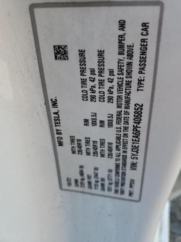 5YJ3E1EA6PF406852 - 2023 TESLA MODEL 3 WHITE photo 13