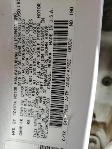 5TEJU62N96Z221108 - 2006 TOYOTA TACOMA DOUBLE CAB PRERUNNER WHITE photo 12