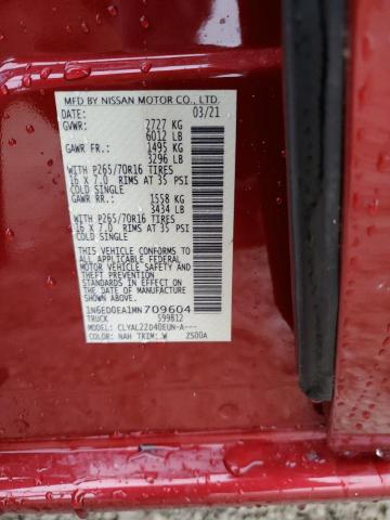 1N6ED0EA1MN709604 - 2021 NISSAN FRONTIER S RED photo 13