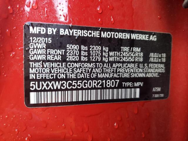 5UXXW3C55G0R21807 - 2016 BMW X4 XDRIVE28I RED photo 12