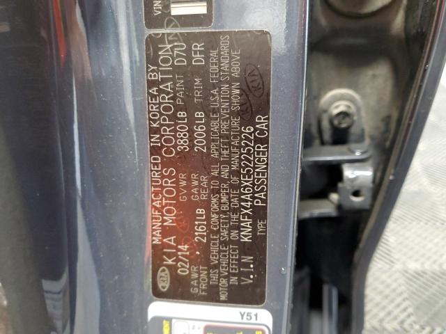 KNAFX4A6XE5225226 - 2014 KIA FORTE LX CHARCOAL photo 12