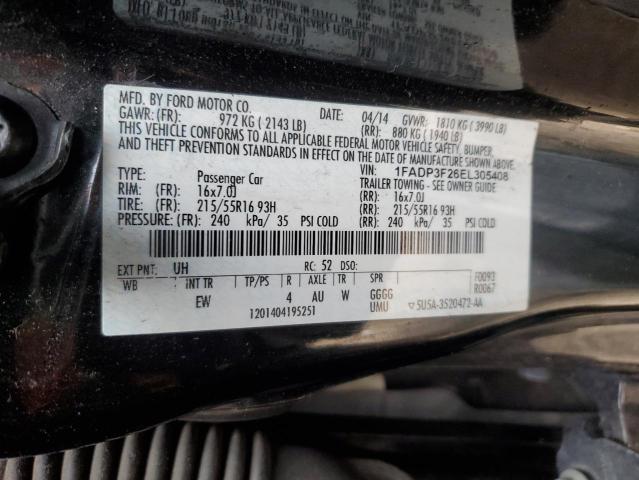 1FADP3F26EL305408 - 2014 FORD FOCUS SE BLACK photo 12