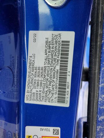 19UUB6F51NA000884 - 2022 ACURA TLX TECH A 蓝色 照片 12