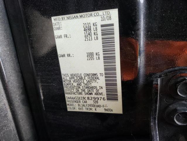 1N4AA51E19C829976 - 2009 NISSAN MAXIMA S BLACK photo 12